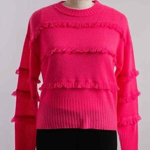 BRODIE CASHMERE Faye Fringe Cashmere Crew Sweater